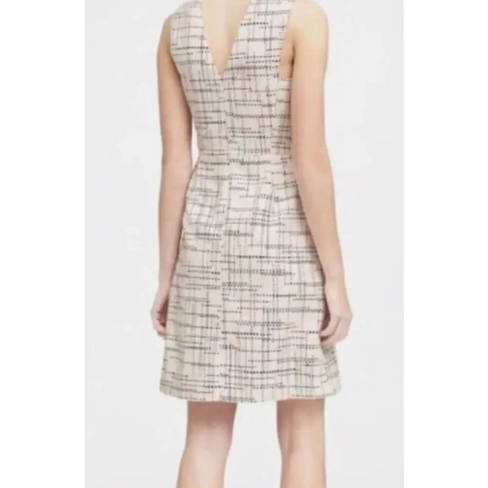 BANANA REPUBLIC WOMENS 14 TWEED CROSS FRONT DRESS CREAM RED BLUE NEW